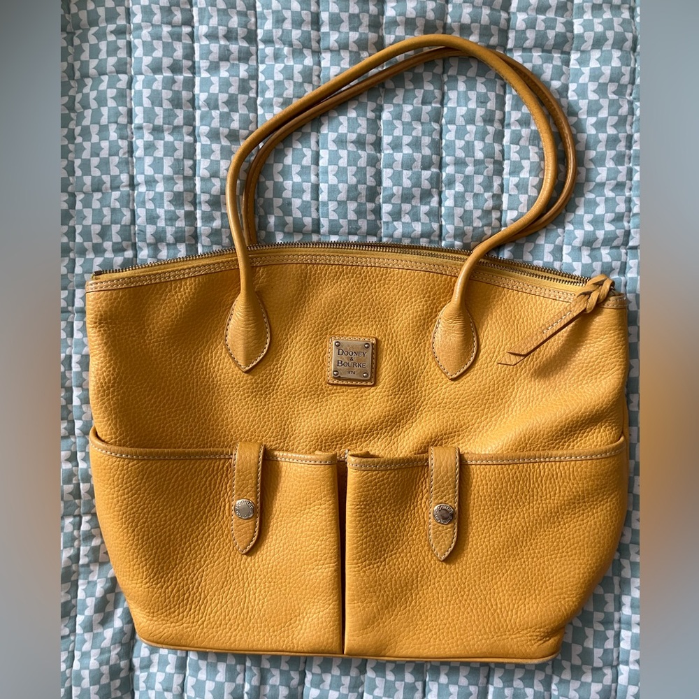 Dooney & Bourke Mustard Yellow Crescent Leather Tote
